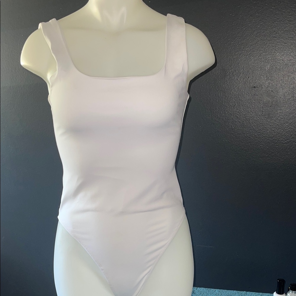 White Square Neck Bodysuit